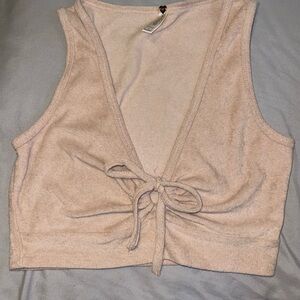 PacSun Tan Sleeveless Tie-Front Crop Tank